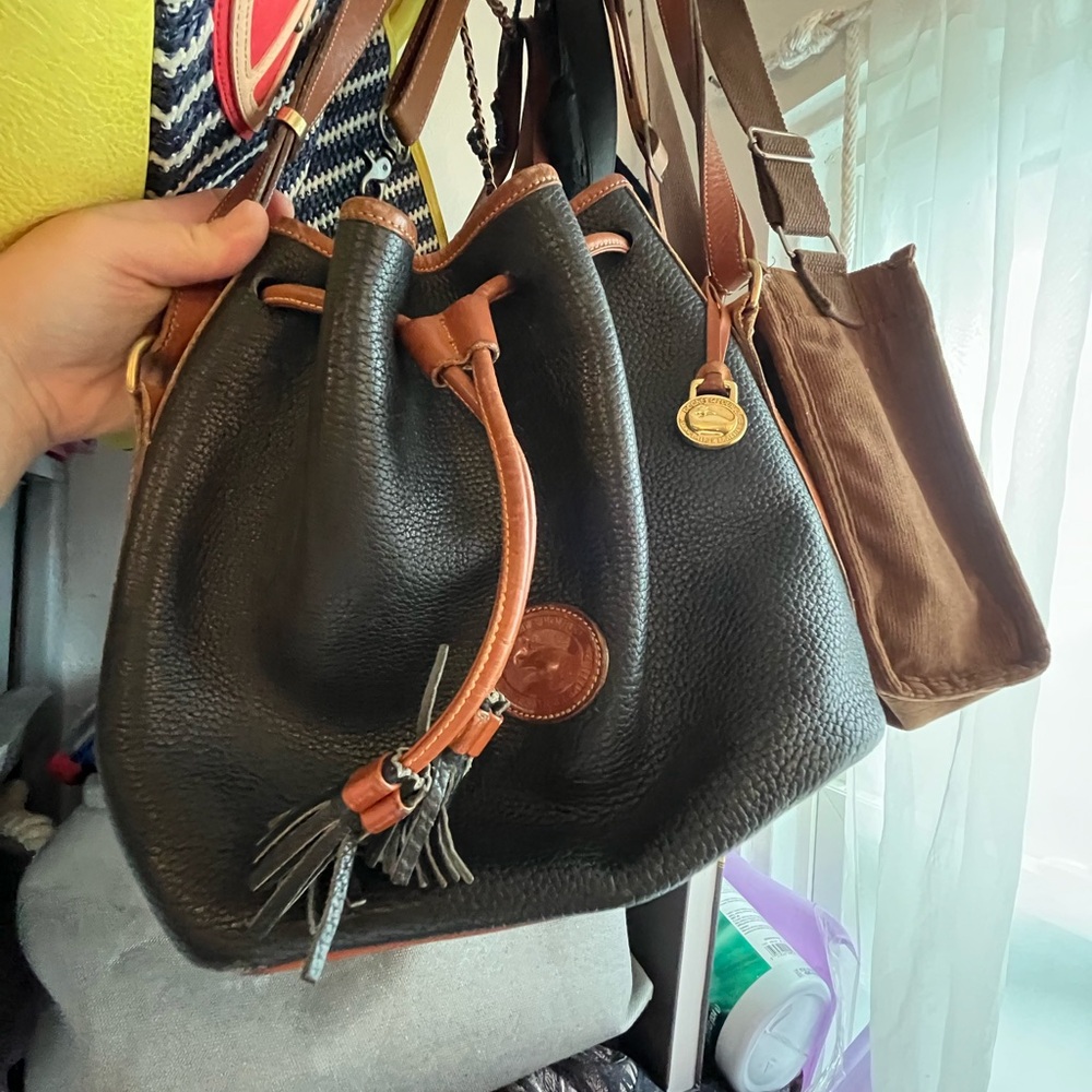 Dooney & Bourke Black and Brown Leather Hobo Bag